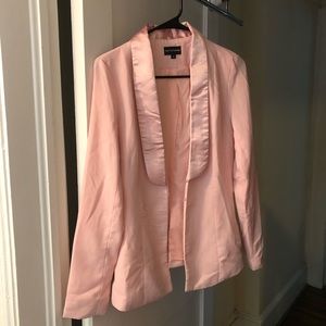 PrettyLittleThing pink blazer with satin details